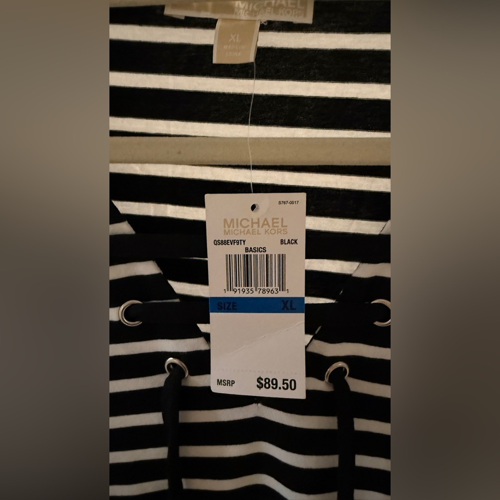 Michael Kors Black and White Striped Shirt - Picture 3 of 8